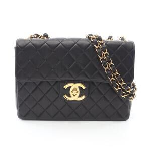 Chanel Matelasse Single Flap Shoulder Bag Lambskin Leather Black